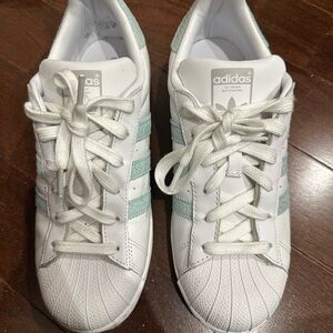 Adidas Women's White and Mint Sneakers